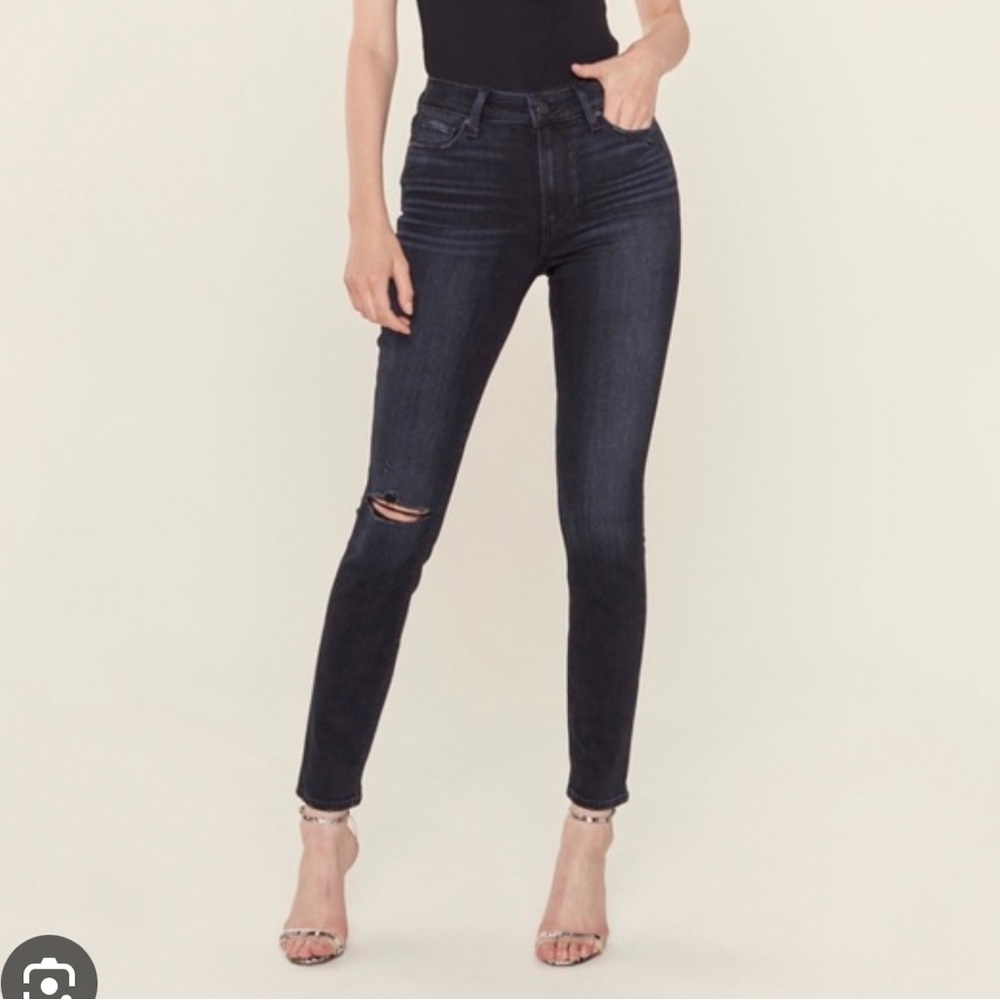 Paige Hoxton Ultra Skinny High Rise in Destructed Black Lava 29